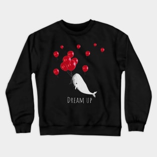 Whale with geometric striped pattern and red balloons Crewneck Sweatshirt